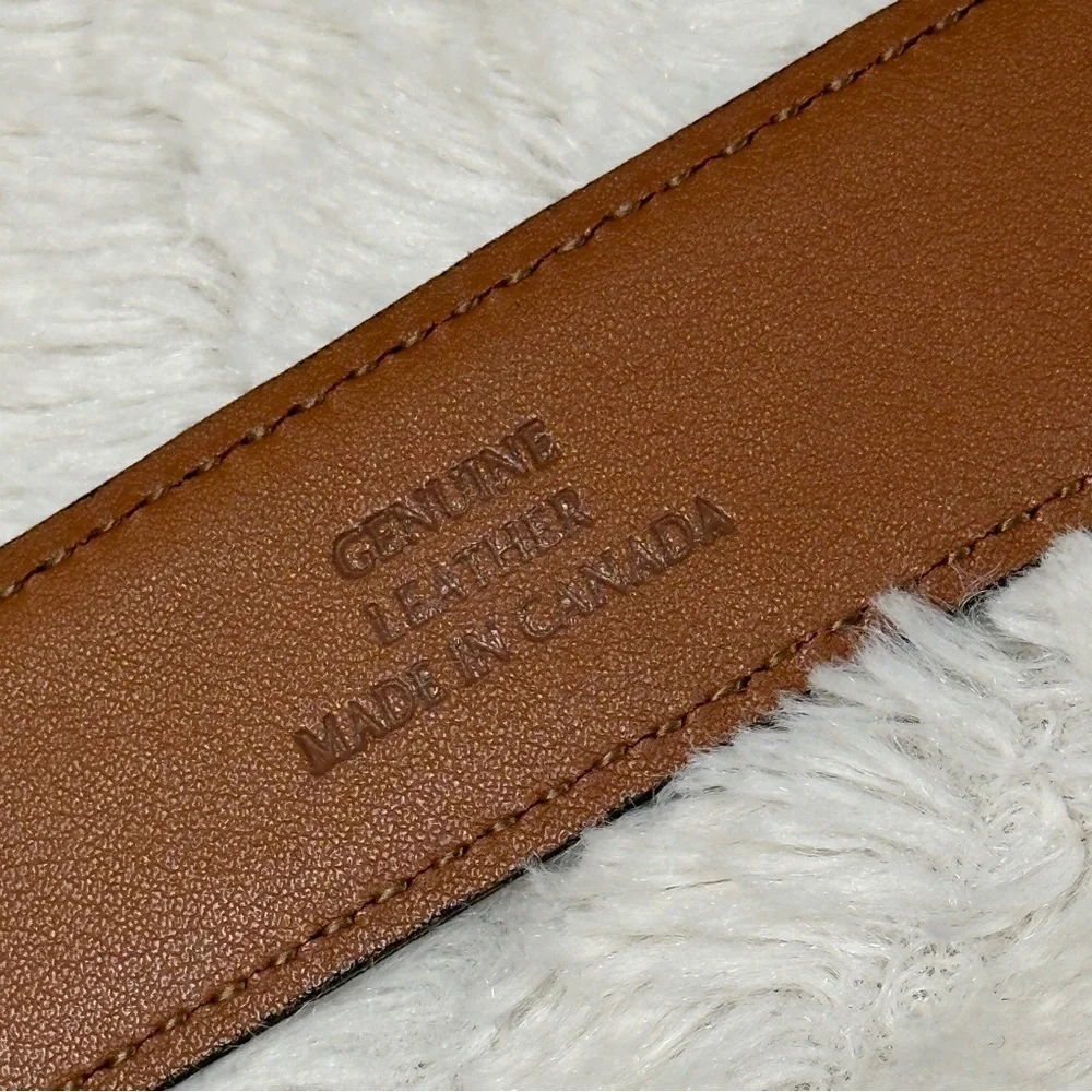 Men’s Brown Genuine Leather Belt, 32 , Shiny Silver Buckle 1.25 inches wide EUC!